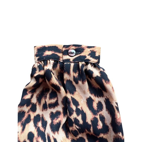 Isaac Mizrahi New York Leopard Chiffon V-Neck Balloon Sleeve IMNYC Size XS - Picture 7 of 7